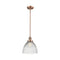 Seneca Falls Mini Pendant shown in the Antique Copper finish with a Clear Halophane shade