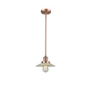 Halophane Mini Pendant shown in the Antique Copper finish with a Clear Halophane shade