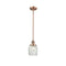 Colton Mini Pendant shown in the Antique Copper finish with a Clear Halophane shade