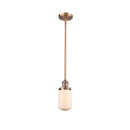 Dover Mini Pendant shown in the Antique Copper finish with a Matte White shade