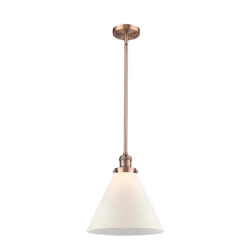 Cone Mini Pendant shown in the Antique Copper finish with a Matte White shade