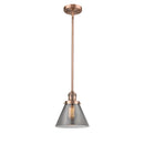 Cone Mini Pendant shown in the Antique Copper finish with a Plated Smoke shade