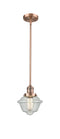 Innovations Lighting Small Oxford 1-100 watt 8 inch Antique Copper Mini Pendant with Seedy glass and Solid Brass Hang Straight Swivel 201SACG534