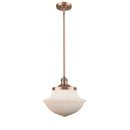 Oxford Mini Pendant shown in the Antique Copper finish with a Matte White shade