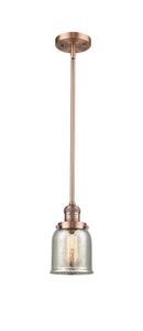 Innovations Lighting Small Bell 1-100 watt 5 inch Antique Copper Mini Pendant with Silver Plated Mercury glass and Solid Brass Hang Straight Swivel 201SACG58