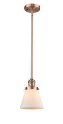 Innovations Lighting Small Cone 1-100 watt 6 inch Antique Copper Mini Pendant with Matte White Cased glass and Solid Brass Hang Straight Swivel 201SACG61