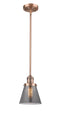 Innovations Lighting Small Cone 1-100 watt 6 inch Antique Copper Mini Pendant with Smoked glass and Solid Brass Hang Straight Swivel 201SACG63