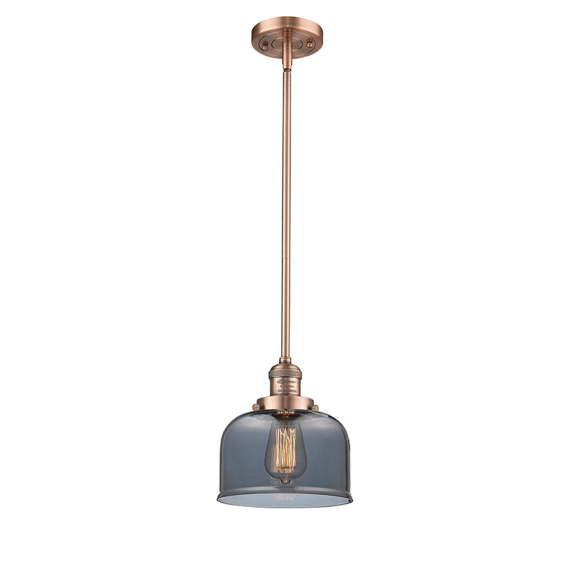 Bell Mini Pendant shown in the Antique Copper finish with a Plated Smoke shade