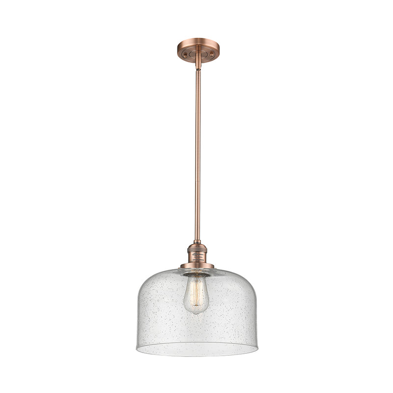 Bell Mini Pendant shown in the Antique Copper finish with a Seedy shade