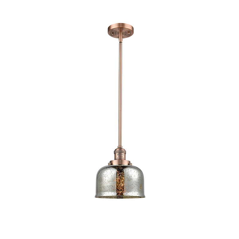 Bell Mini Pendant shown in the Antique Copper finish with a Silver Plated Mercury shade