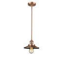 Railroad Mini Pendant shown in the Antique Copper finish with a Antique Copper shade