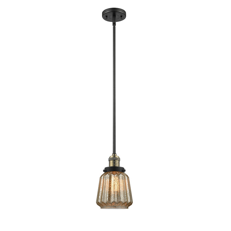 Chatham Mini Pendant shown in the Black Antique Brass finish with a Mercury shade