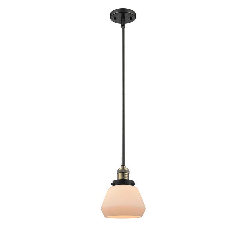 Fulton Mini Pendant shown in the Black Antique Brass finish with a Matte White shade