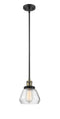 Innovations Lighting Fulton 1-100 watt 7 inch Black Antique Brass Mini Pendant with Clear glass and Solid Brass Hang Straight Swivel 201SBABG172