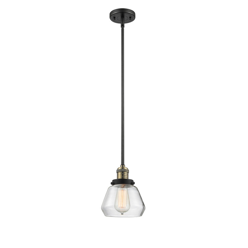 Fulton Mini Pendant shown in the Black Antique Brass finish with a Clear shade