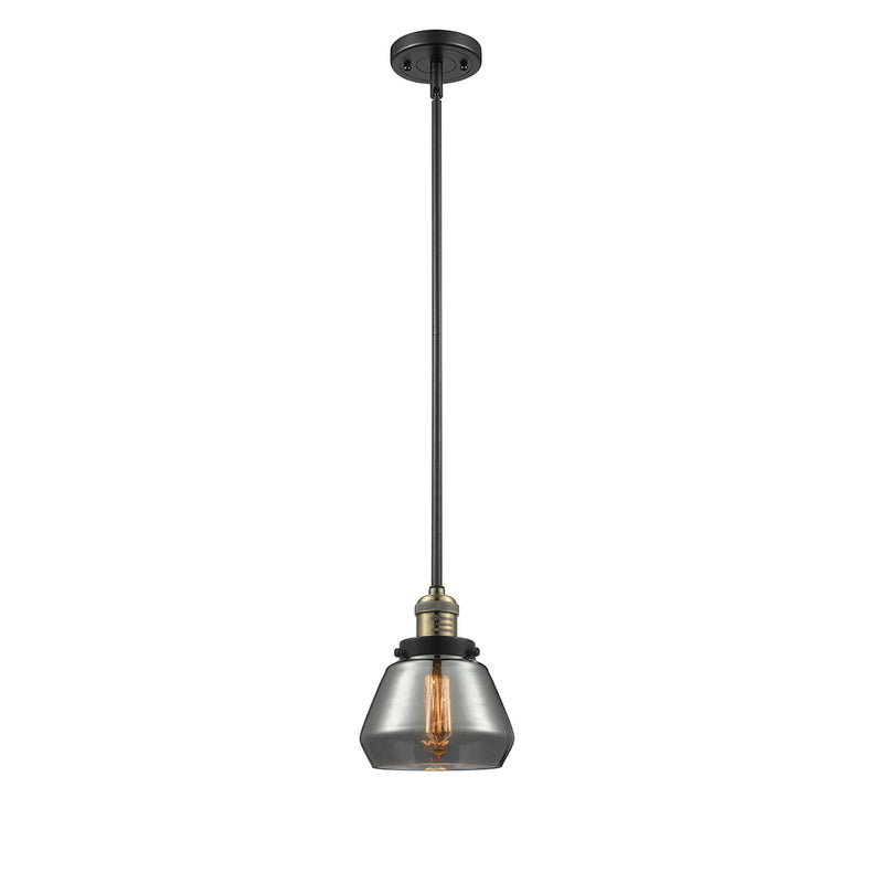 Fulton Mini Pendant shown in the Black Antique Brass finish with a Plated Smoke shade