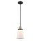 Canton Mini Pendant shown in the Black Antique Brass finish with a Matte White shade