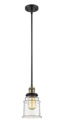 Innovations Lighting Canton 1-100 watt 6.5 inch Black Antique Brass Mini Pendant with Clear glass and Solid Brass Hang Straight Swivel 201SBABG182