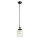 Canton Mini Pendant shown in the Black Antique Brass finish with a Clear shade