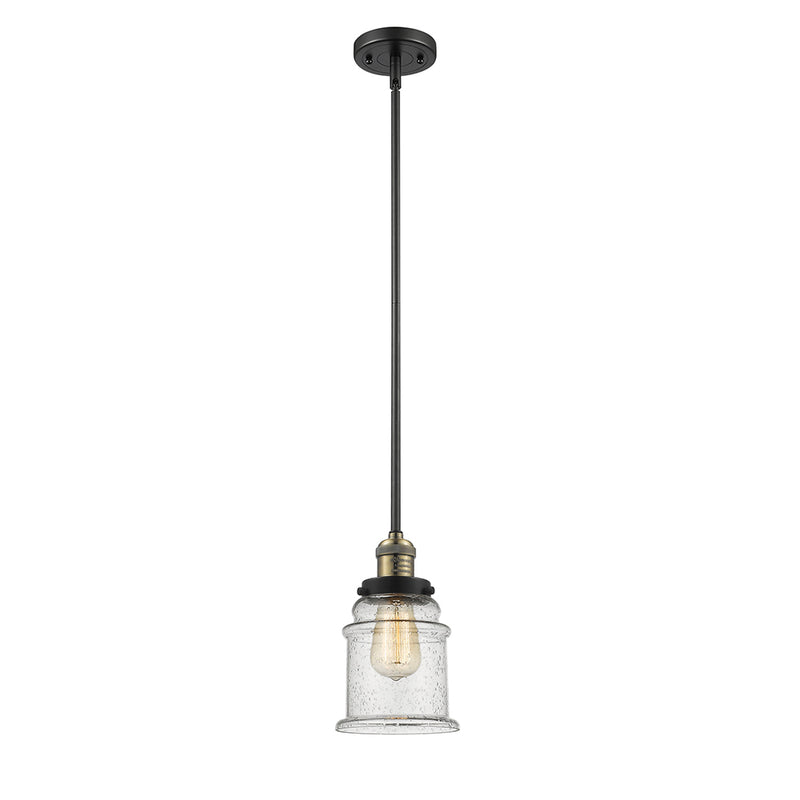 Canton Mini Pendant shown in the Black Antique Brass finish with a Seedy shade