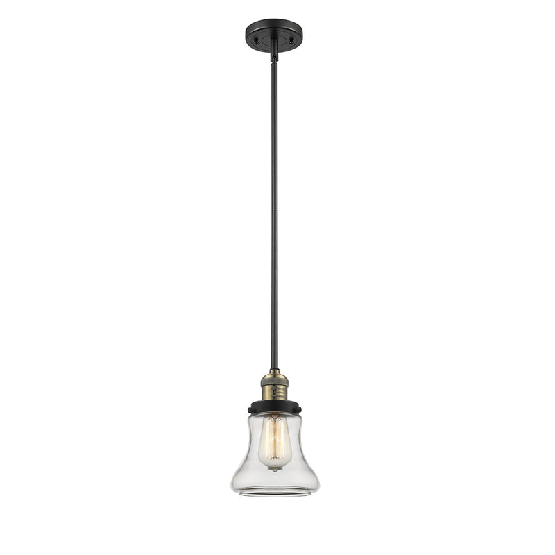 Bellmont Mini Pendant shown in the Black Antique Brass finish with a Clear shade