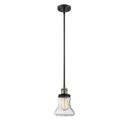 Bellmont Mini Pendant shown in the Black Antique Brass finish with a Seedy shade