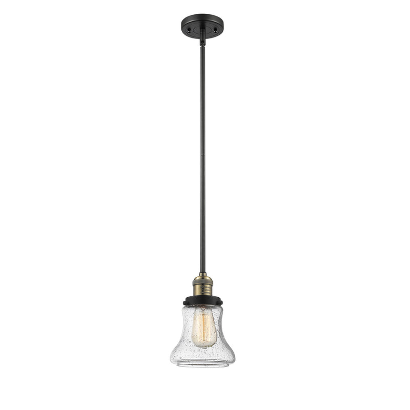 Bellmont Mini Pendant shown in the Black Antique Brass finish with a Seedy shade