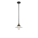 Halophane Mini Pendant shown in the Black Antique Brass finish with a Matte White Halophane shade