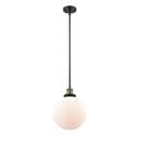 Beacon Mini Pendant shown in the Black Antique Brass finish with a Matte White shade