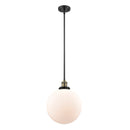 Beacon Mini Pendant shown in the Black Antique Brass finish with a Matte White shade