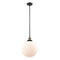 Beacon Mini Pendant shown in the Black Antique Brass finish with a Matte White shade