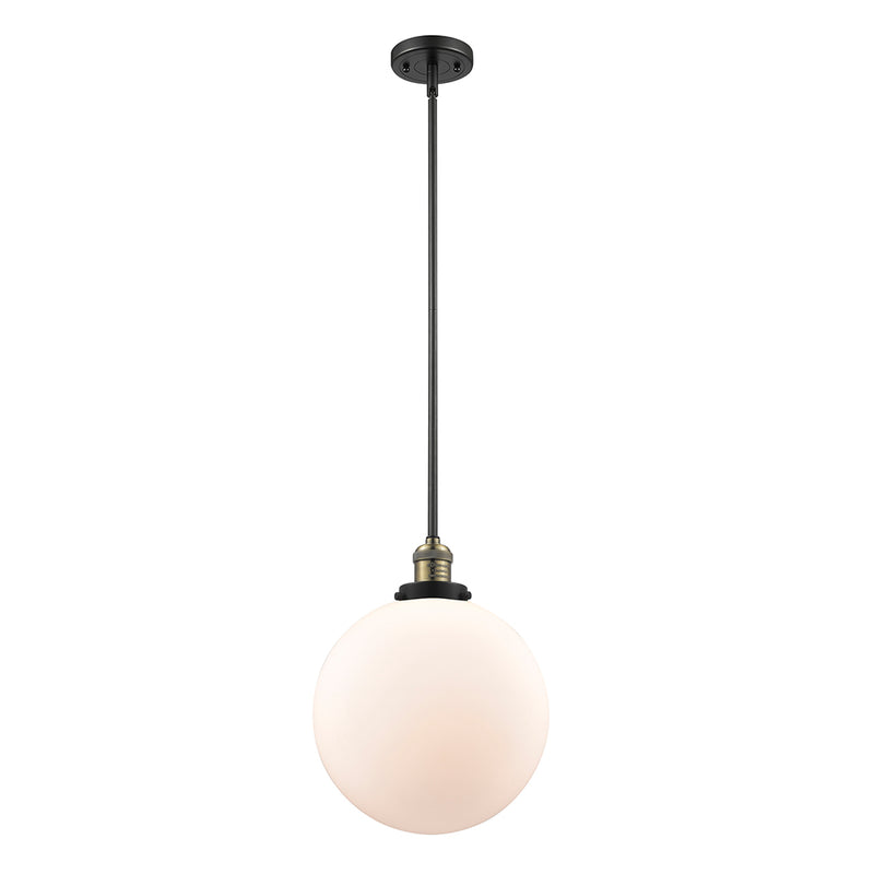 Beacon Mini Pendant shown in the Black Antique Brass finish with a Matte White shade