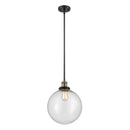 Beacon Mini Pendant shown in the Black Antique Brass finish with a Seedy shade