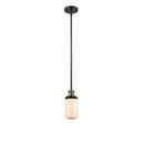 Dover Mini Pendant shown in the Black Antique Brass finish with a Matte White shade