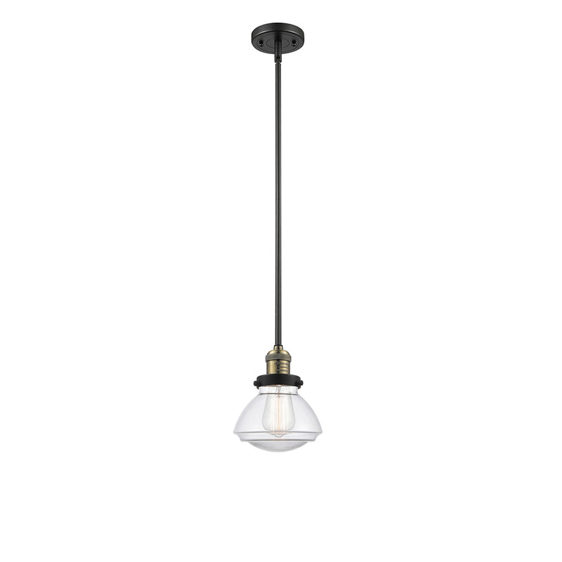 Olean Mini Pendant shown in the Black Antique Brass finish with a Clear shade