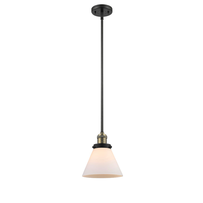 Cone Mini Pendant shown in the Black Antique Brass finish with a Matte White shade