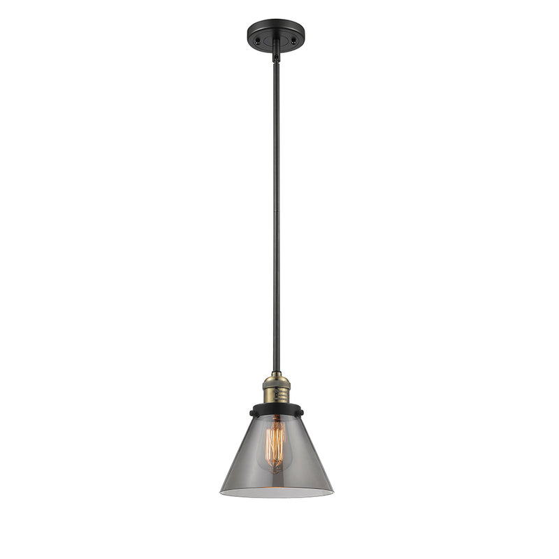 Cone Mini Pendant shown in the Black Antique Brass finish with a Plated Smoke shade