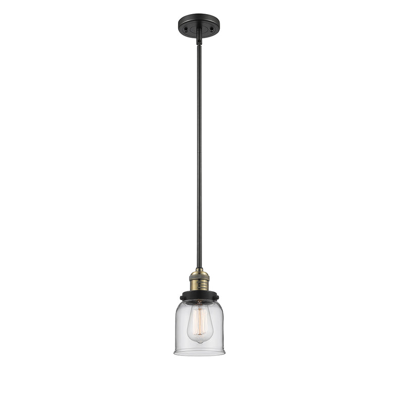 Bell Mini Pendant shown in the Black Antique Brass finish with a Clear shade