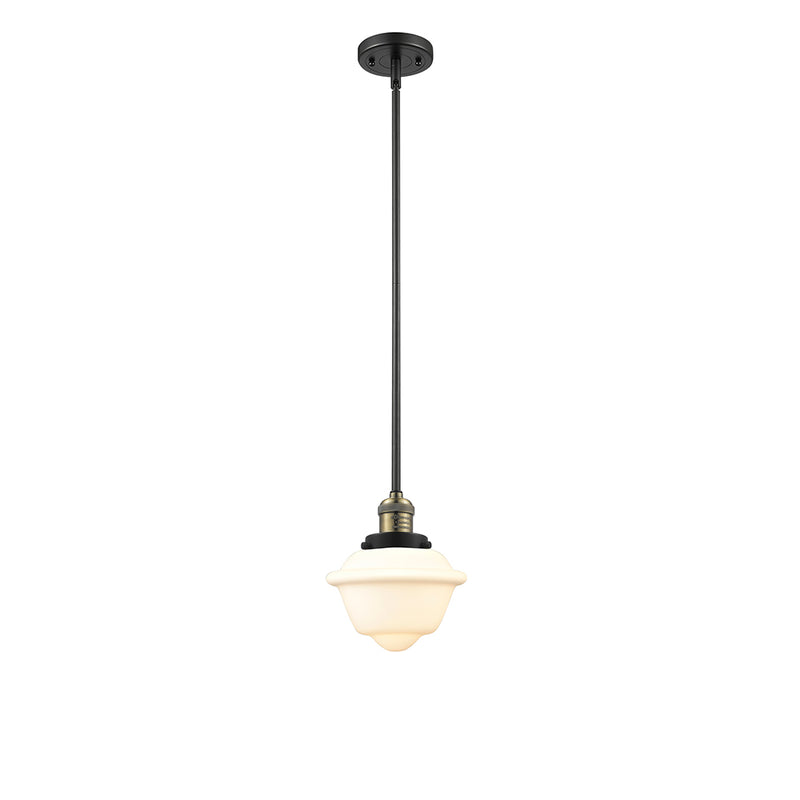 Oxford Mini Pendant shown in the Black Antique Brass finish with a Clear shade