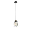 Bell Cage Mini Pendant shown in the Black Antique Brass finish with a Silver Plated Mercury shade