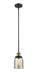 Innovations Lighting Small Bell 1-100 watt 5 inch Black Antique Brass Mini Pendant with Silver Plated Mercury glass and Solid Brass Hang Straight Swivel 201SBABG58