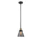 Cone Mini Pendant shown in the Black Antique Brass finish with a Plated Smoke shade