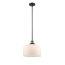 Bell Mini Pendant shown in the Black Antique Brass finish with a Matte White shade