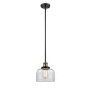 Bell Mini Pendant shown in the Black Antique Brass finish with a Clear shade