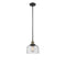 Bell Mini Pendant shown in the Black Antique Brass finish with a Seedy shade