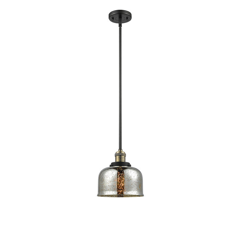 Bell Mini Pendant shown in the Black Antique Brass finish with a Silver Plated Mercury shade