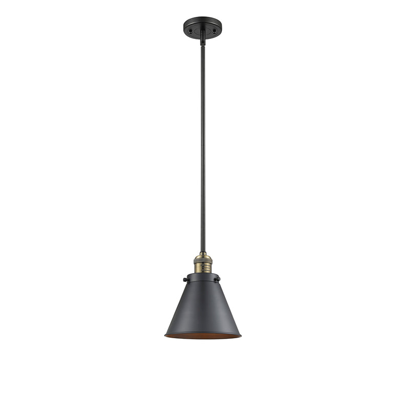 Appalachian Mini Pendant shown in the Black Antique Brass finish with a Matte Black shade