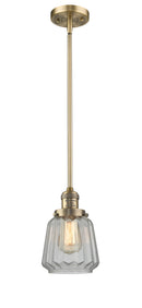 Innovations Lighting Chatham 1-100 watt 6 inch Brushed Brass Mini Pendant with Clear Fluted glass and Solid Brass Hang Straight Swivel 201SBBG142