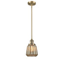 Chatham Mini Pendant shown in the Brushed Brass finish with a Mercury shade