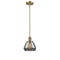 Fulton Mini Pendant shown in the Brushed Brass finish with a Plated Smoke shade